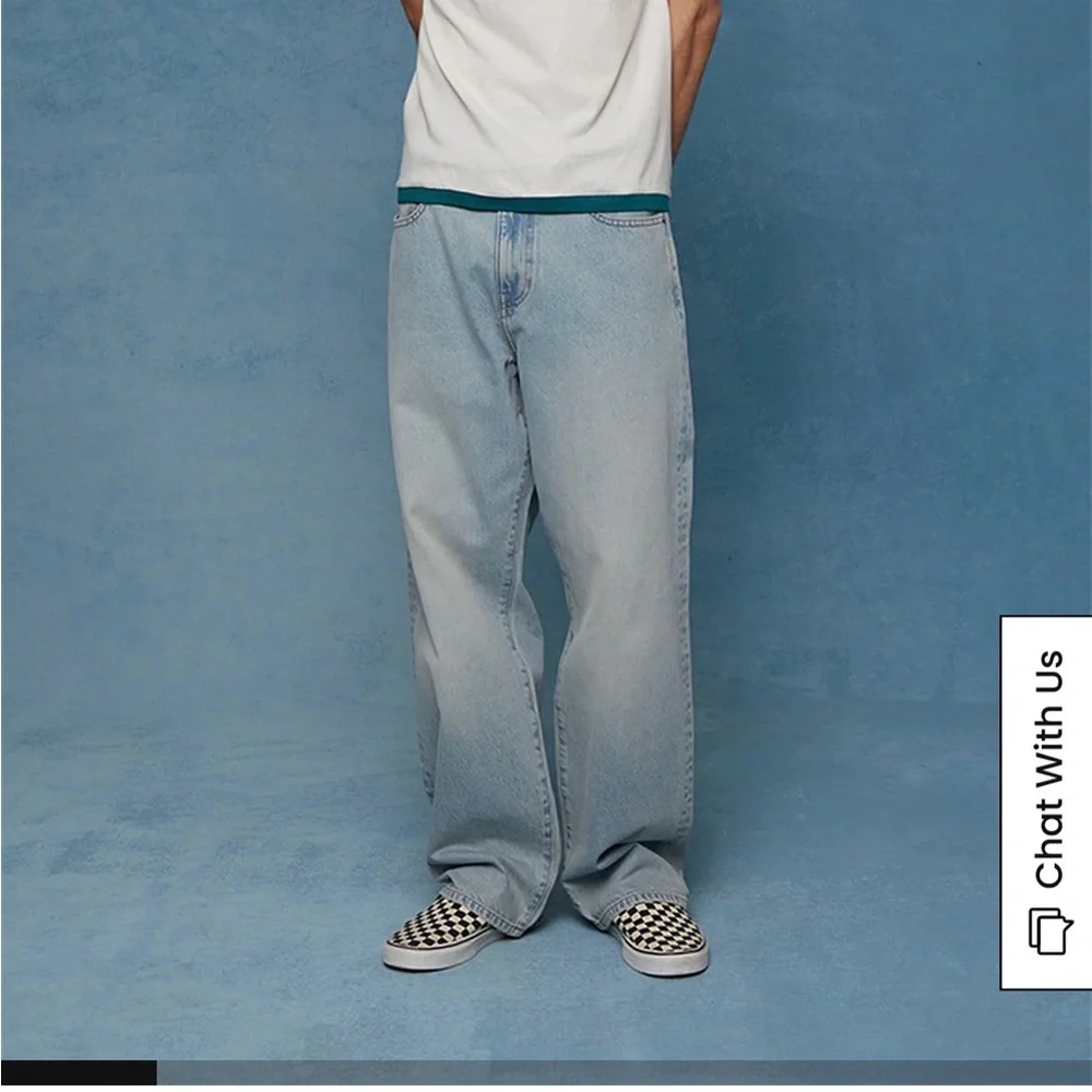 PacSun Light Blue Relaxed Wide-Leg Men's Jeans